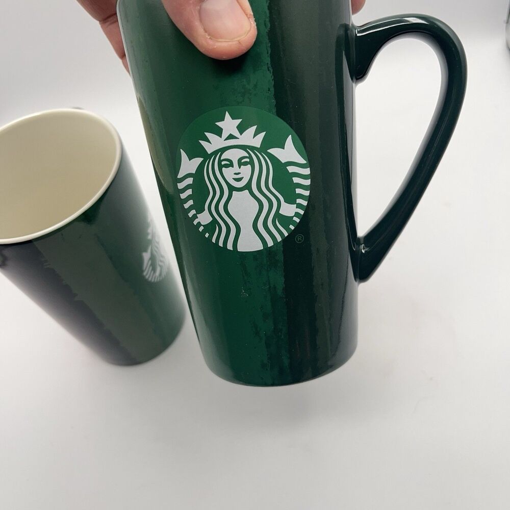 Starbucks Mugs 2021 Holiday Brush Strokes 16 oz Tall Ceramic Coffee Set of 2 - Picture 12 of 16